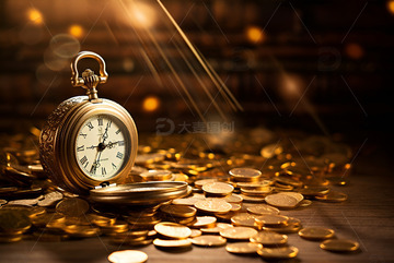钟表和一堆金币