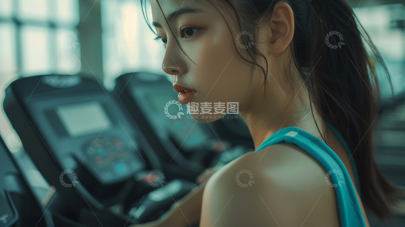 高清大图下载【趣麦麦图】室内健身的女生