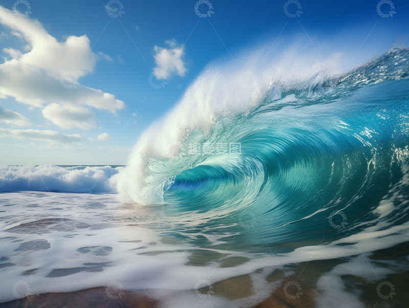 沙滩上海浪场景