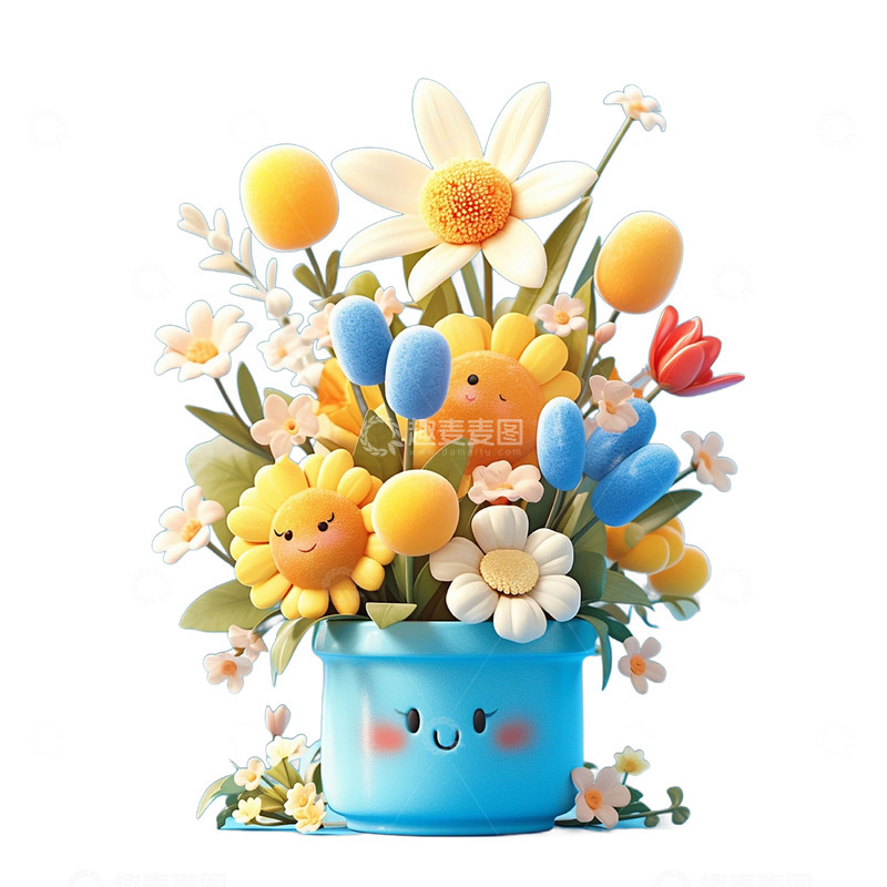 高清大图下载【趣麦麦图】3D立体花朵蓝色