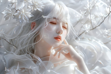 满头银发的美女