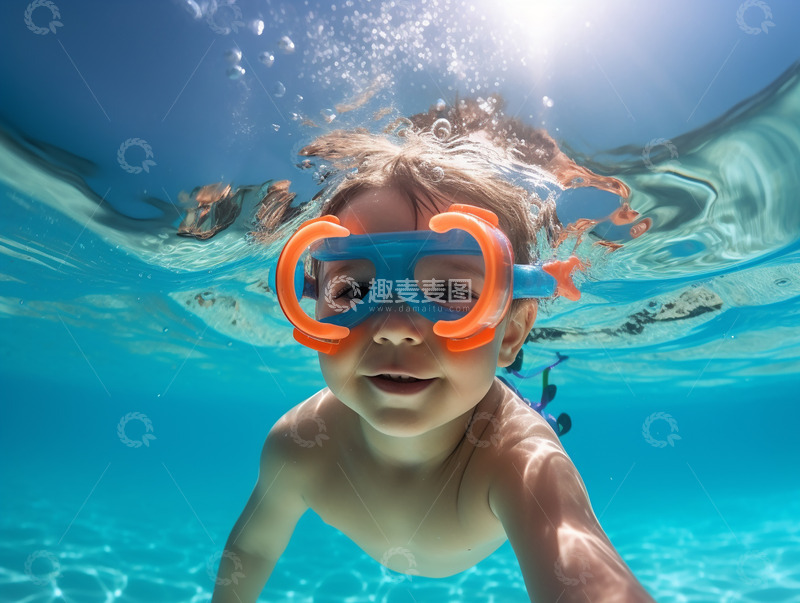 高清大图下载【趣麦麦图】水下游泳的小孩