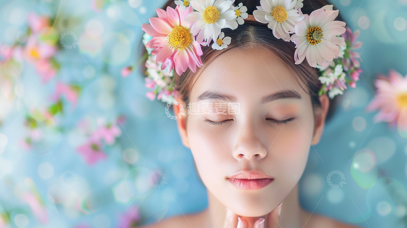 高清大图下载【趣麦麦图】闭着眼睛的美女