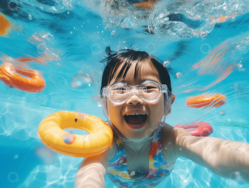 高清大图下载【趣麦麦图】泳池水下游泳女孩