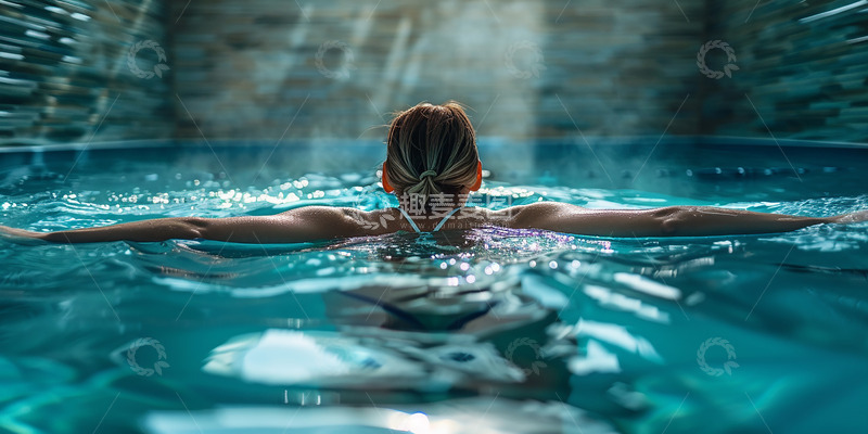 高清大图下载【趣麦麦图】泳池游泳女孩背影