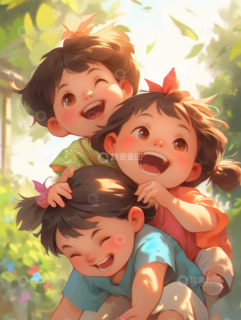 高清大图下载【趣麦麦图】开心玩闹的小朋友