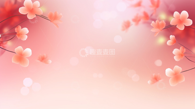 高清大图下载【趣麦麦图】粉色花朵渐变星光背景