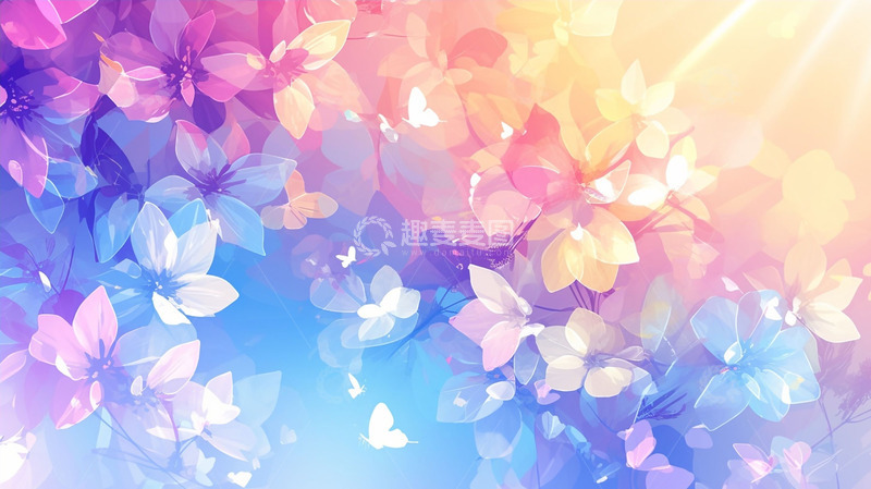 高清大图下载【趣麦麦图】彩色渐变蝴蝶背景
