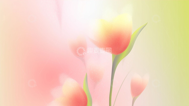高清大图下载【趣麦麦图】弥撒风渐变唯美花朵背景
