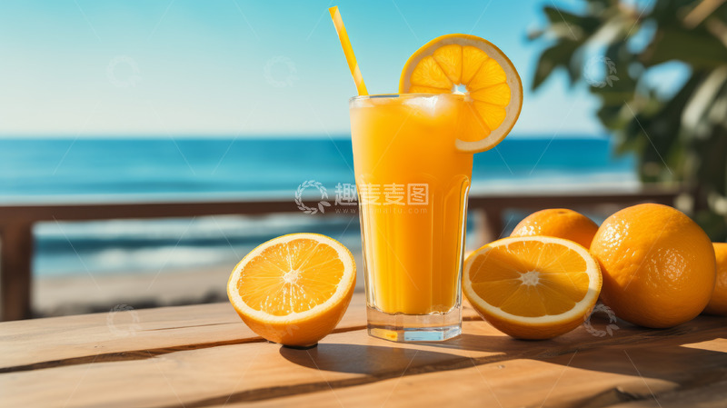 高清大图下载【趣麦麦图】饮料夏季鲜橙水果