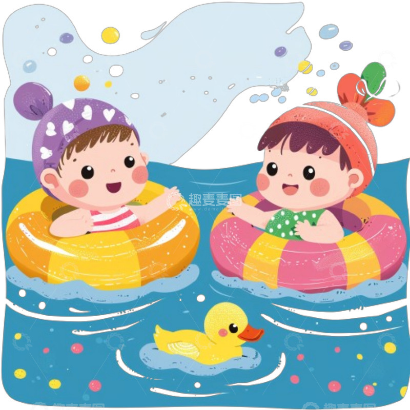 高清大图下载【趣麦麦图】蓝色泳池游泳儿童