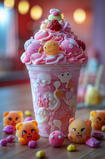 粉色冰淇淋美食