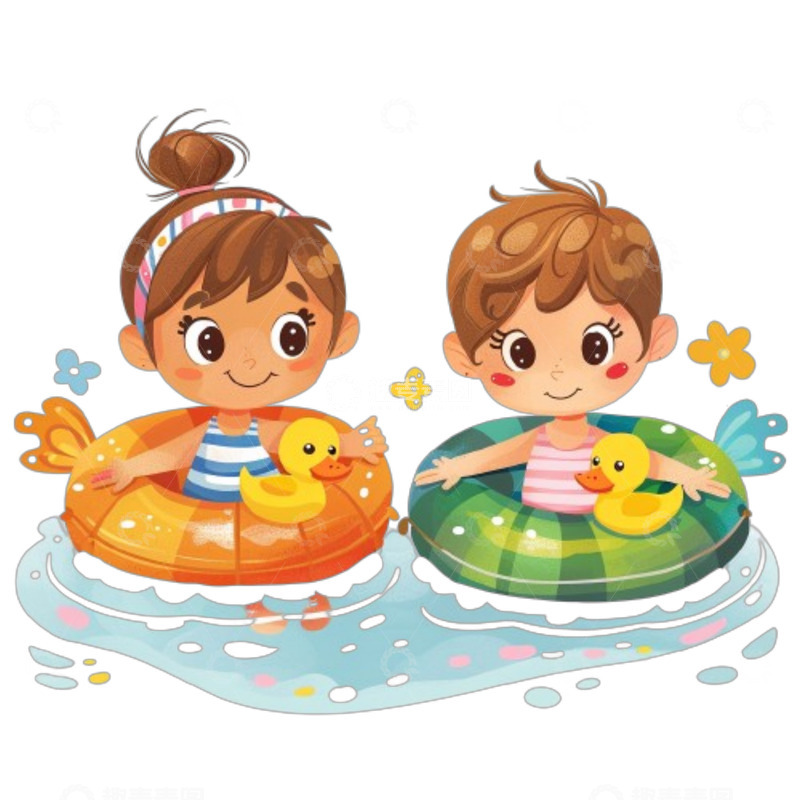 高清大图下载【趣麦麦图】卡通泳池游泳儿童