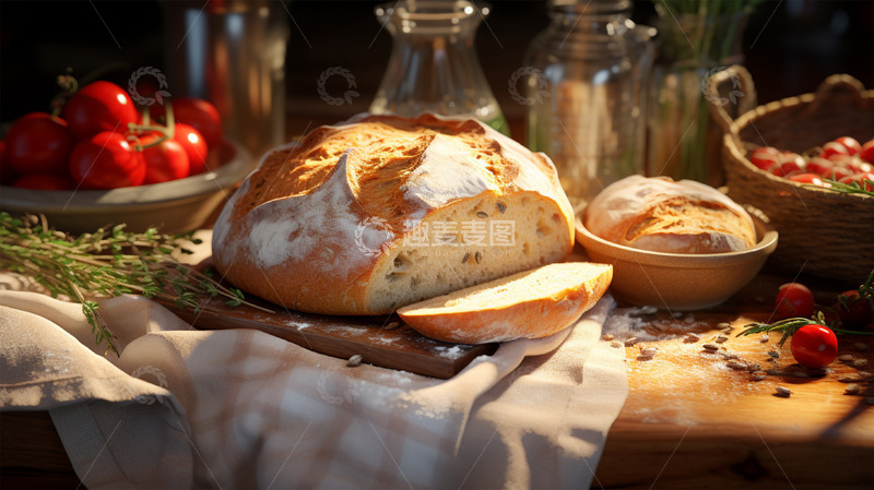 高清大图下载【趣麦麦图】面包美食食物烘焙面粉场景
