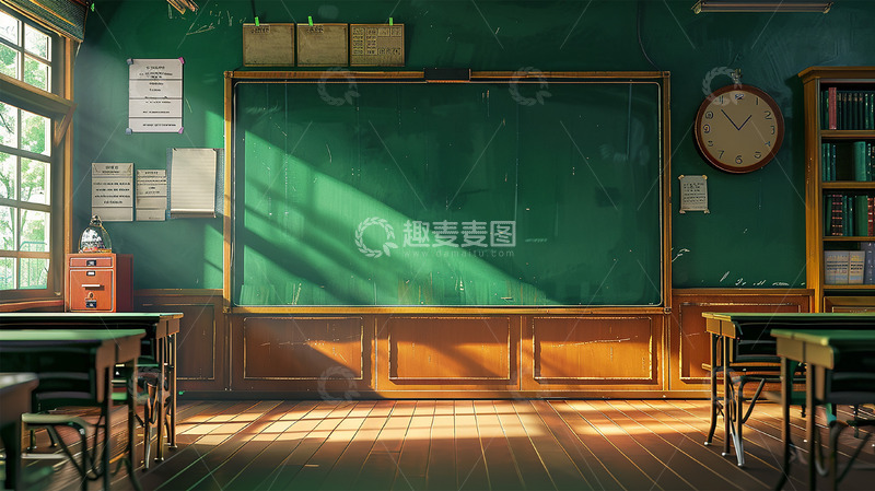 高清大图下载【趣麦麦图】教室黑板绿色阳光学习干净