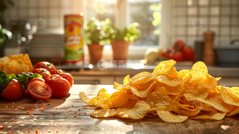 高清大图下载【趣麦麦图】番茄味薯片背景图