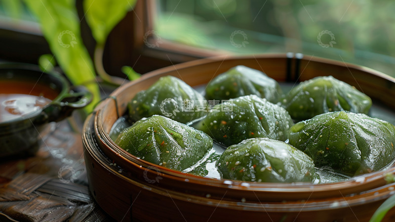 高清大图下载【趣麦麦图】端午节青团美食