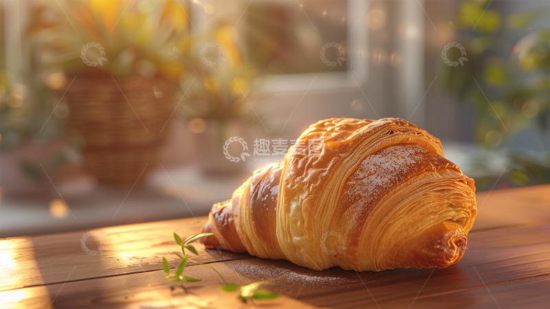 高清大图下载【趣麦麦图】面包牛角面包美食烘焙食物场景