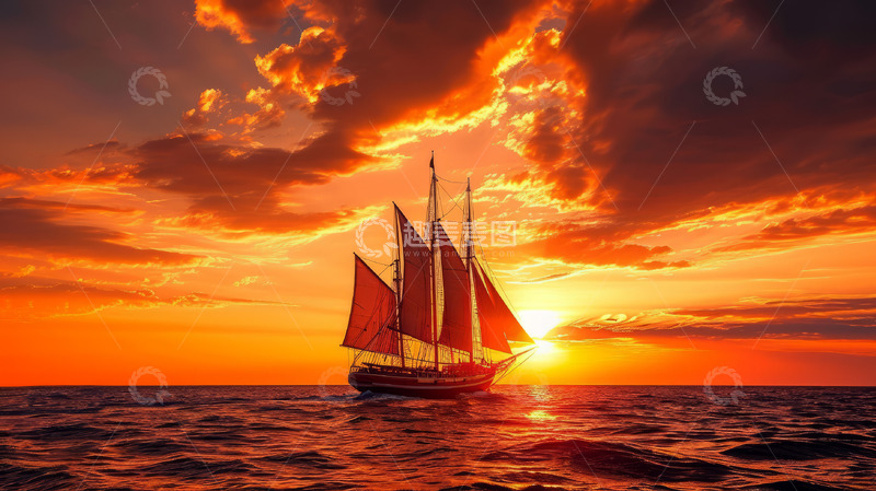 高清大图下载【趣麦麦图】唯美扬帆起航商务背景