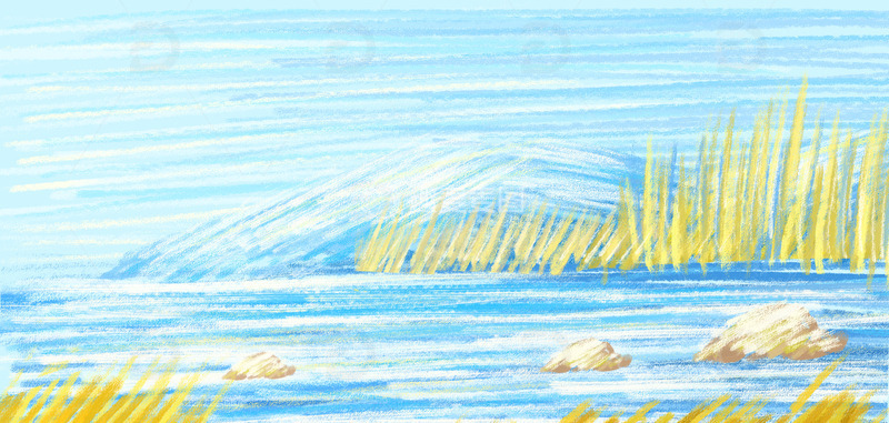 源文件下载【趣麦麦图】冬季旅游风景铅笔涂鸦山峰湖泊树林治愈插画