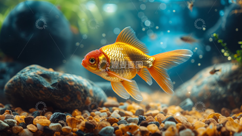高清大图下载【趣麦麦图】水族馆金鱼游泳观赏