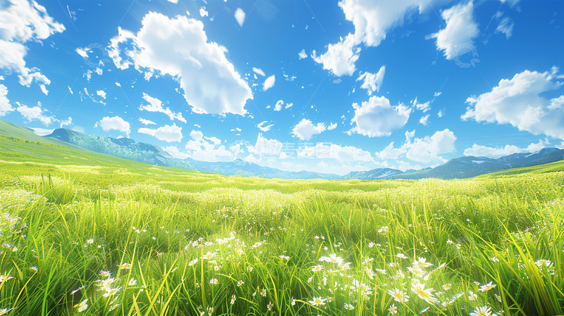 高清大图下载【趣麦麦图】草原蓝天白云植物草地绿色风景