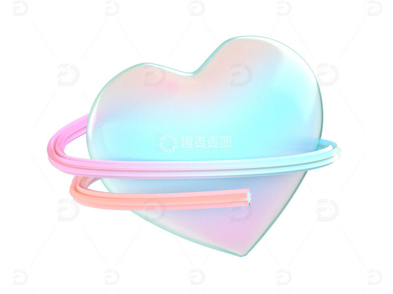 C4D蓝色渐变爱心创意3d渲染