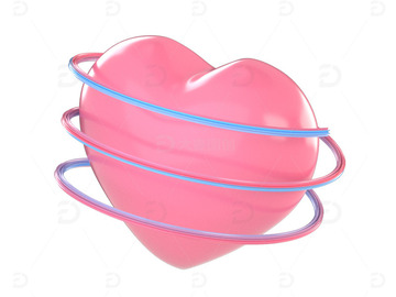 C4D粉色渐变爱心创意3d渲染