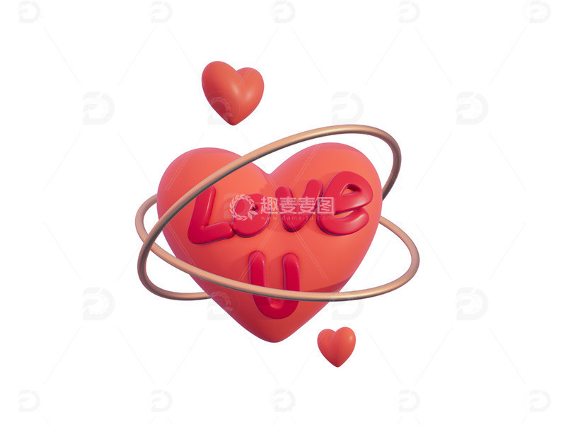 红色爱心创意情人节LOVE U