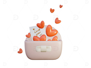 情人节3D爱心信封元素