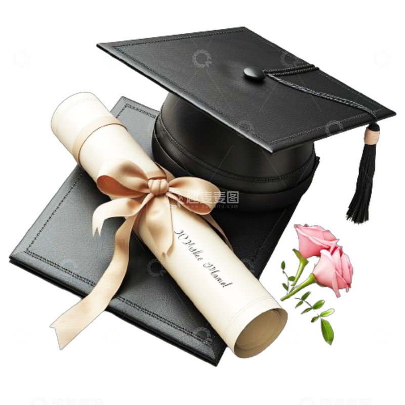 高清大图下载【趣麦麦图】毕业季学士帽毕业证书