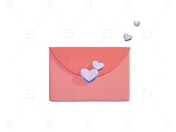情人节3D爱心信封元素1