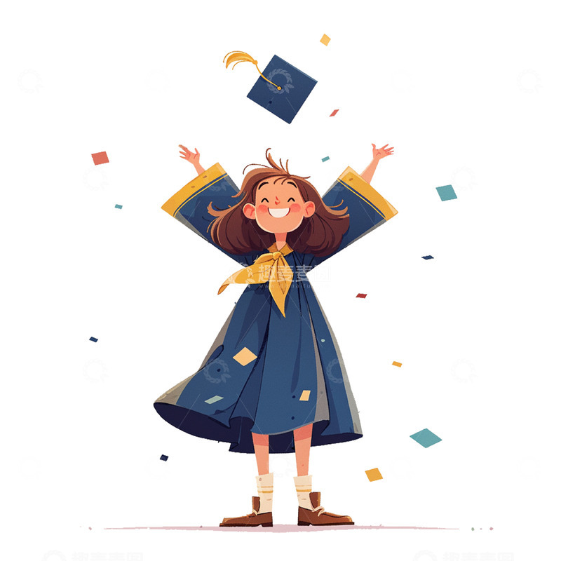 高清大图下载【趣麦麦图】毕业季穿着学士服的女孩