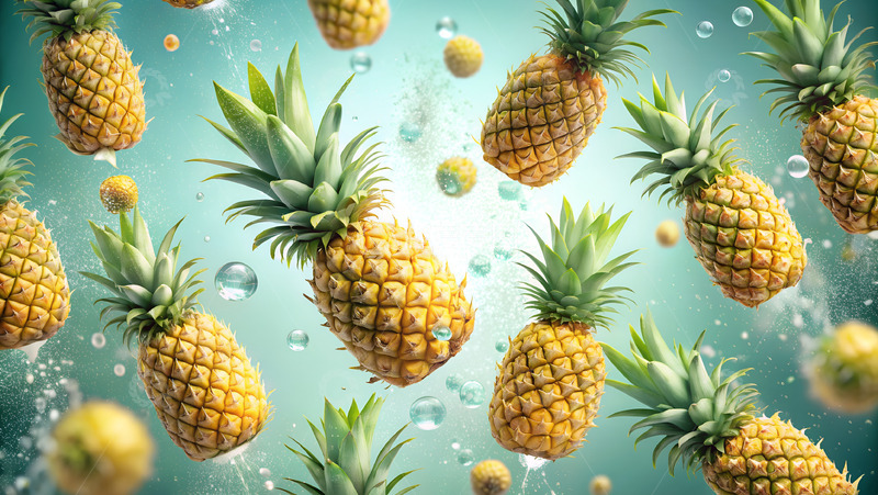 高清大图下载【趣麦麦图】菠萝悬浮水果水中
