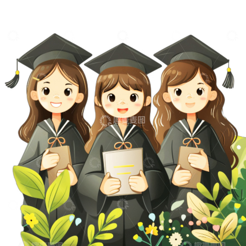 高清大图下载【趣麦麦图】毕业季穿学士服的女孩