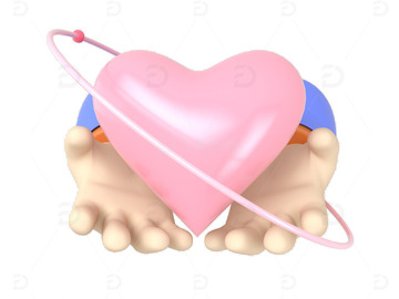 C4D爱心创意3d渲染元素