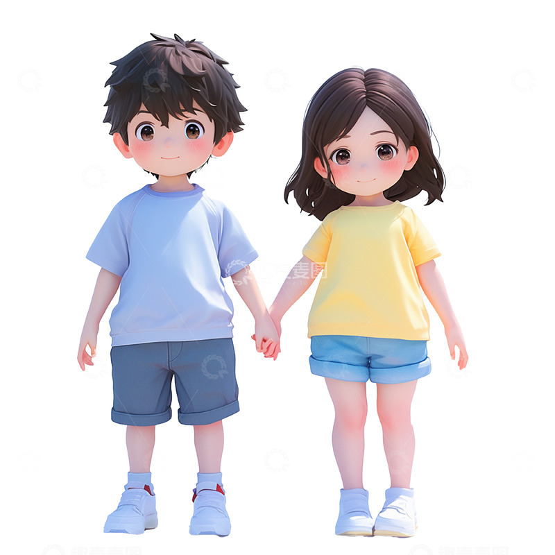 高清大图下载【趣麦麦图】两个手拉手的好朋友