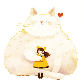 儿童节卡通黄色猫咪女孩人物
