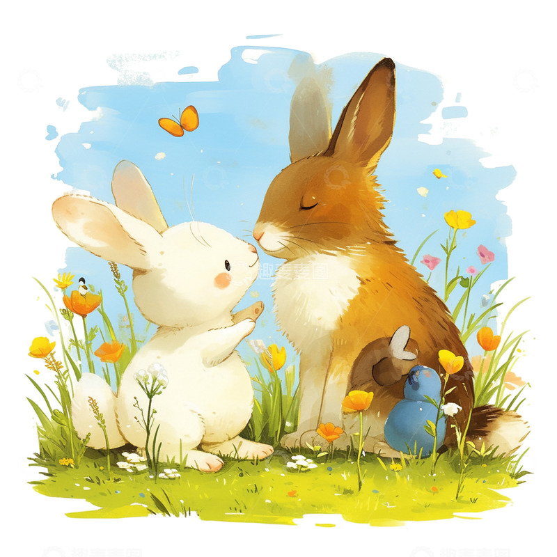 高清大图下载【趣麦麦图】草坪上可爱兔子