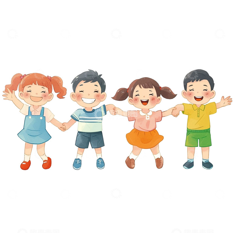 高清大图下载【趣麦麦图】六一儿童节一起玩耍的小朋友
