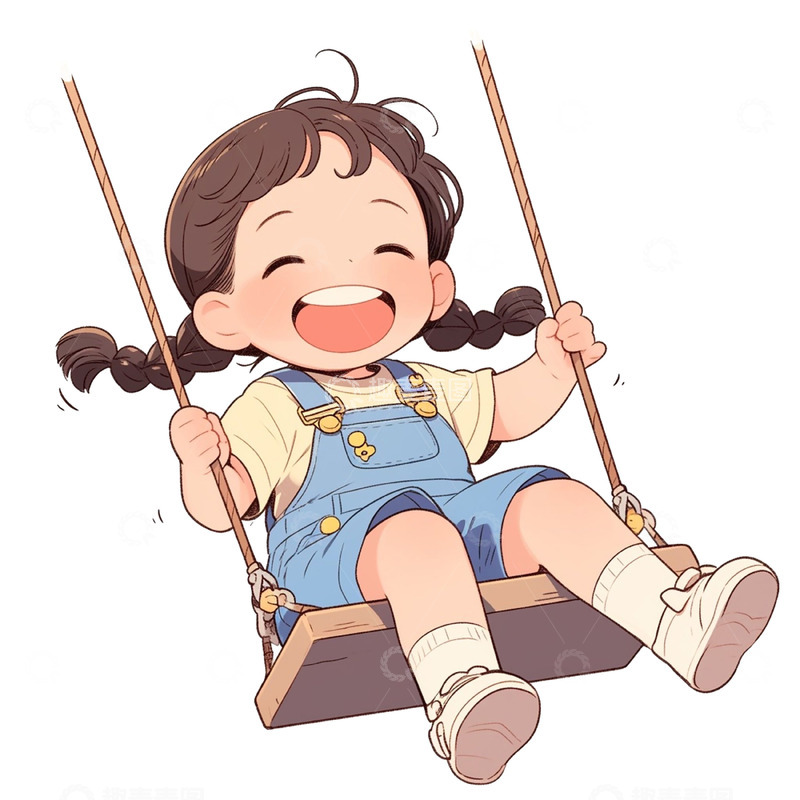 高清大图下载【趣麦麦图】荡秋千玩耍的女孩