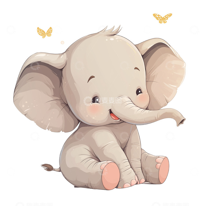 高清大图下载【趣麦麦图】儿童节卡通可爱小象