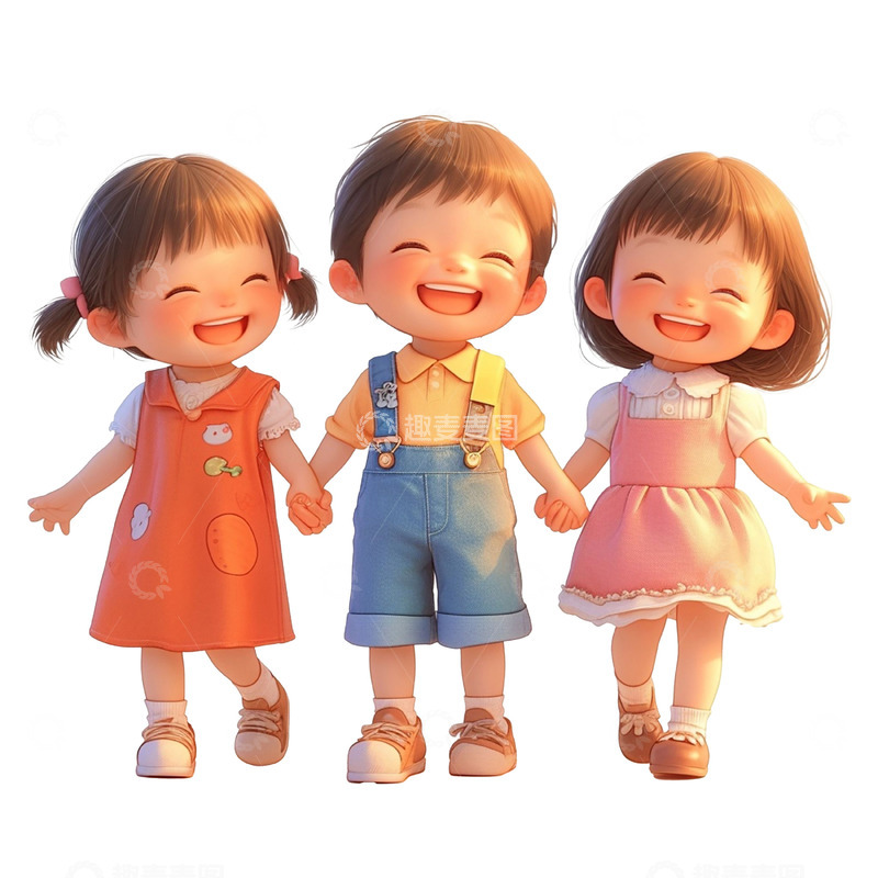高清大图下载【趣麦麦图】卡通儿童节手拉手人物