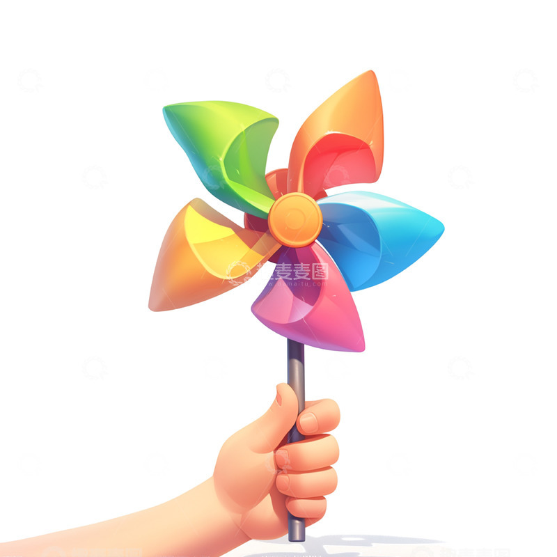 高清大图下载【趣麦麦图】卡通立体五彩小风车
