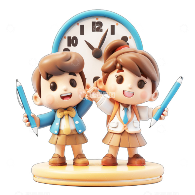 高清大图下载【趣麦麦图】卡通闹钟高考冲刺人物