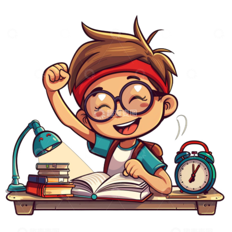 高清大图下载【趣麦麦图】卡通学习高考人物