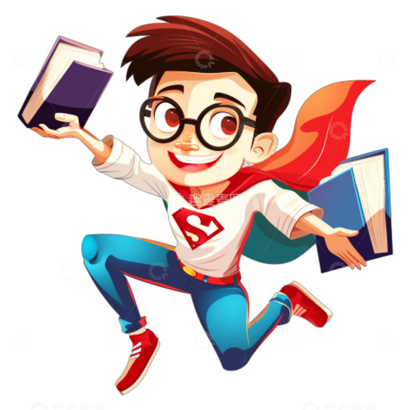 高清大图下载【趣麦麦图】拿着书本的超人人物