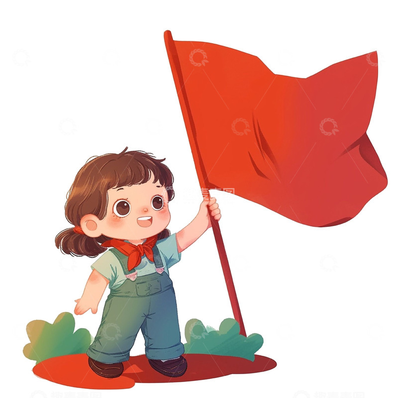高清大图下载【趣麦麦图】带着红领巾的女孩