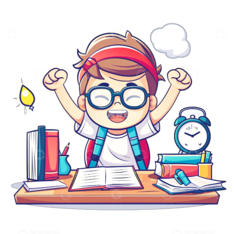 高清大图下载【趣麦麦图】高考季学习冲刺的男孩