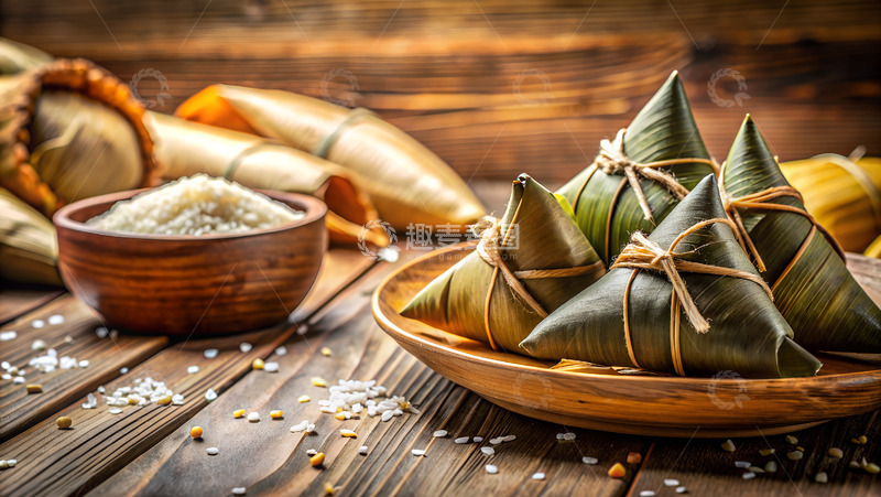 高清大图下载【趣麦麦图】端午节粽子绿色食物